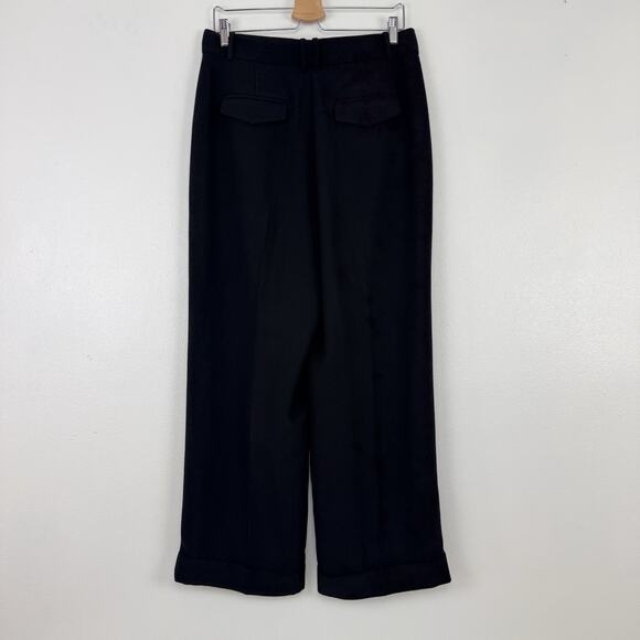 J.Crew Essential Wide Leg Pant Size 10 City Crepe Black Trousers Classic Pleated - Picture 7 of 16